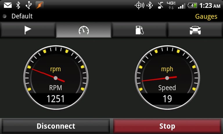 You can select a pair of virtual gauges that display information from 18 available parameters.