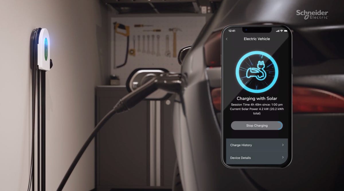 Electric vehicle charging and the Schneider Home app