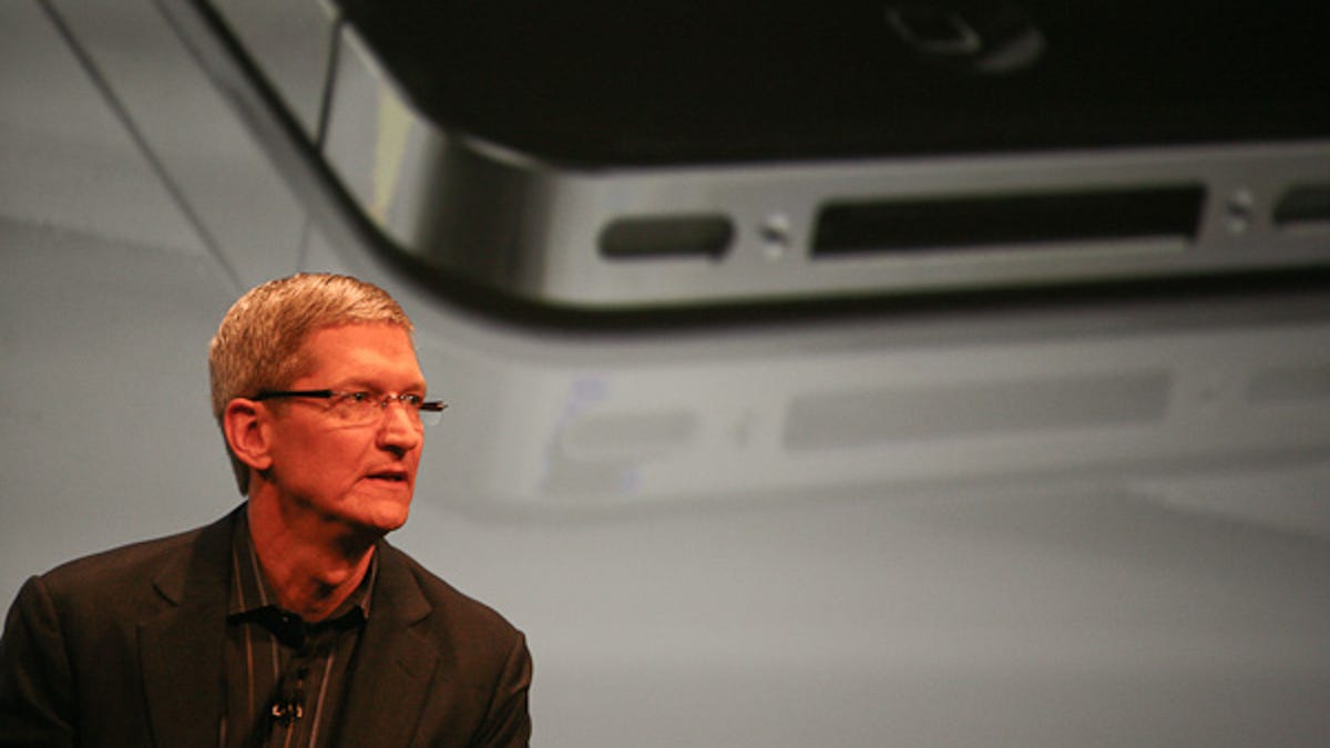 Apple CEO Tim Cook at last year's Verizon iPhone debut.