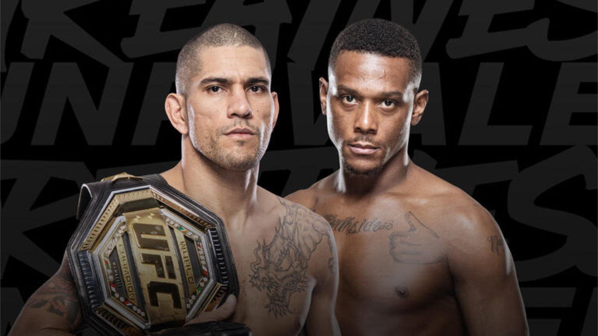 A composite promotional image for UFC 300 showing fighters Alex Pereira and Jamahal Hill standing side by side. Pereira has a belt wrapped over his right shoulder.