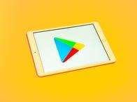<p>Google Play Store logo on tablet as company is fined again in India for anti-competitive behavior. </p>