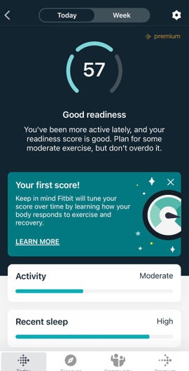 Fitbit daily readiness score