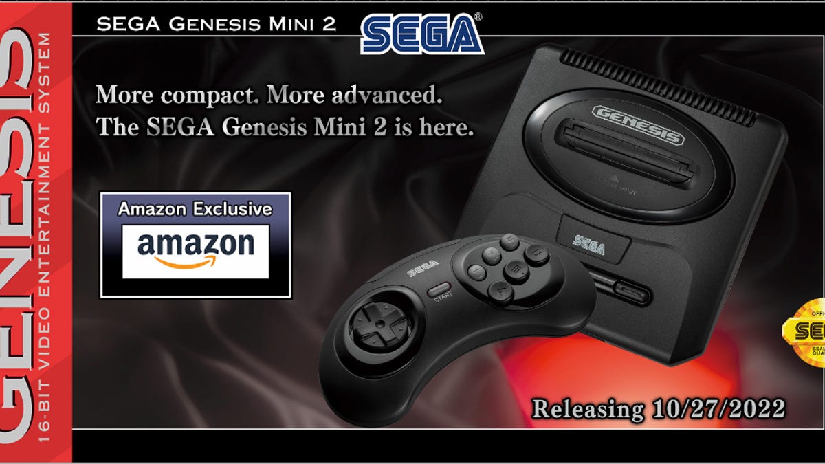 Photo of the new Sega Genesis Mini 2 console and controller