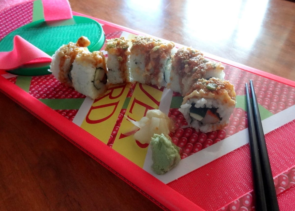 Sushi on a hoverboard