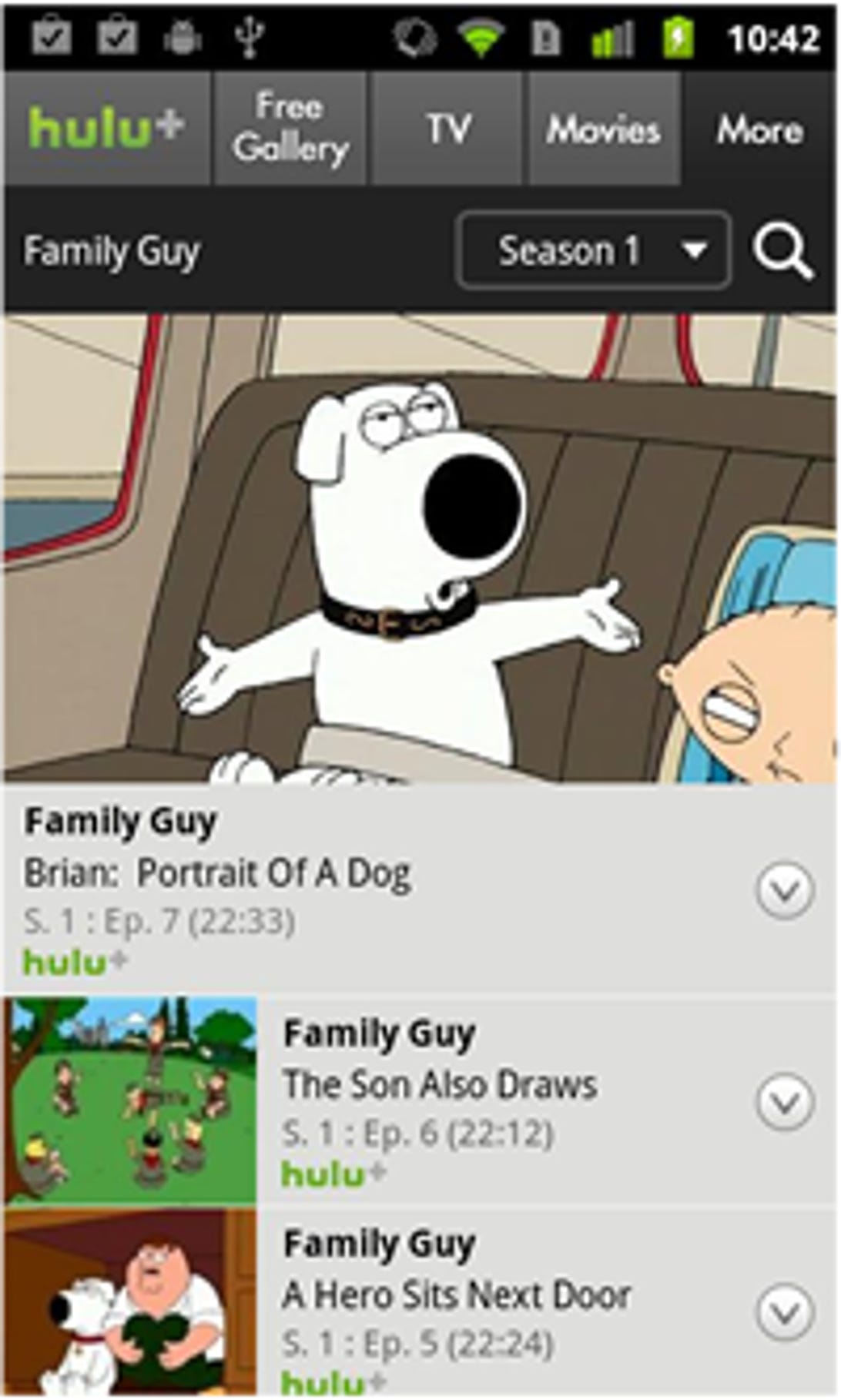 The new Hulu Plus app for Android.