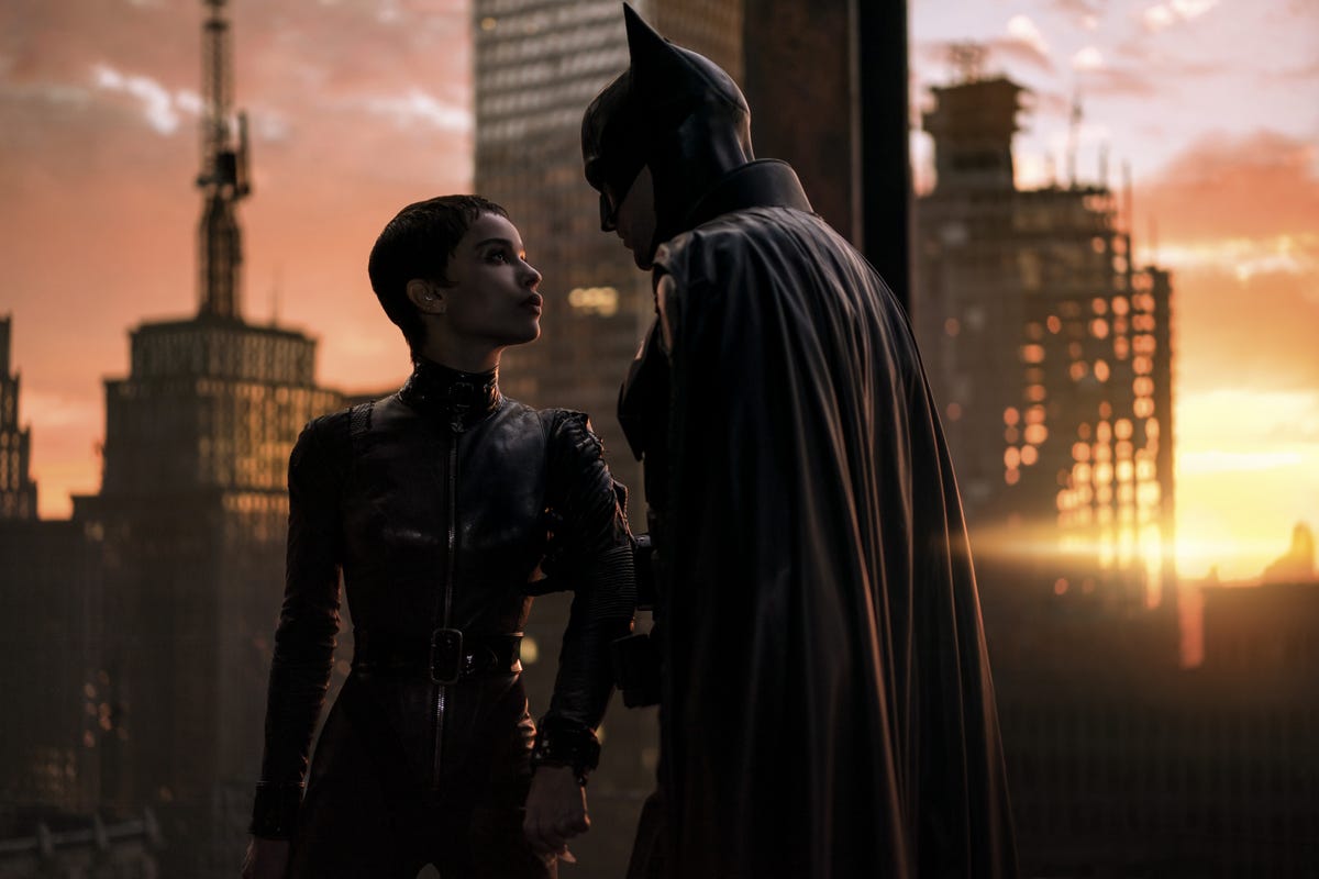 Zoë Kravitz and Robert Pattinson as Catwoman and Batman