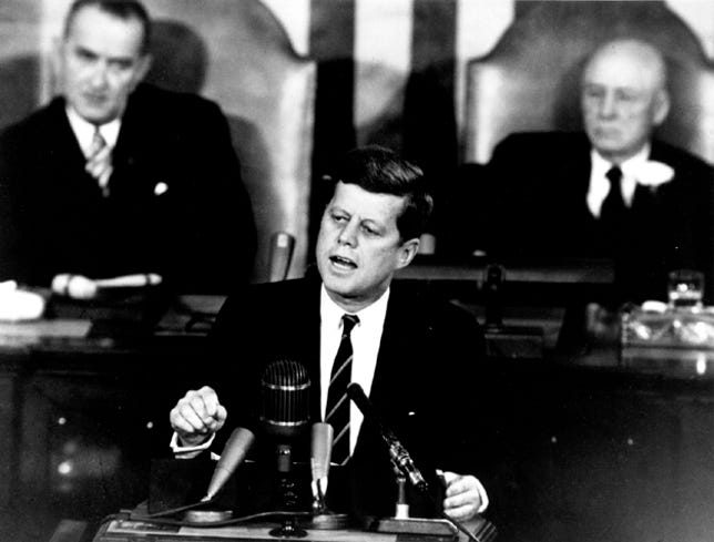 John F. Kennedy delivers moon speech