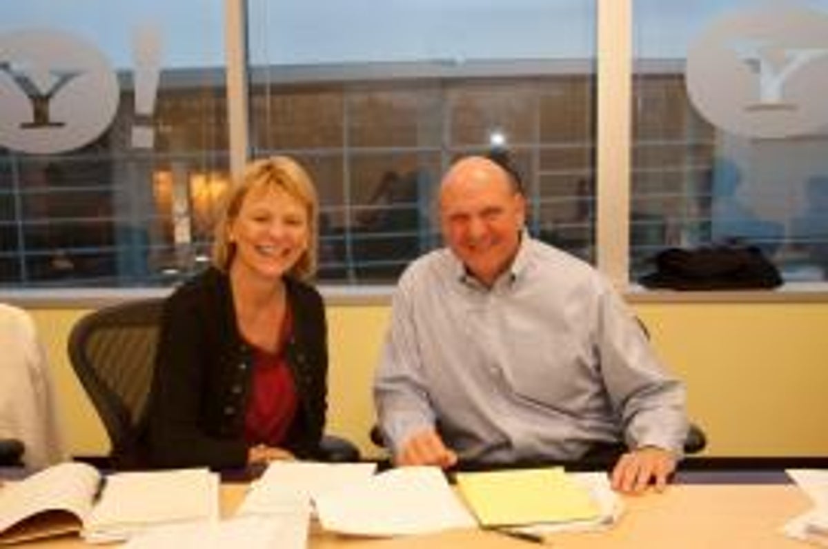 Bartz and Microsoft CEO Steve Ballmer ink search and advertising deal.