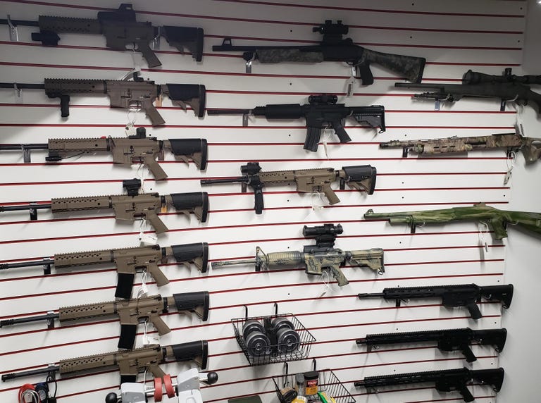 Wall of guns in the Survival Condo