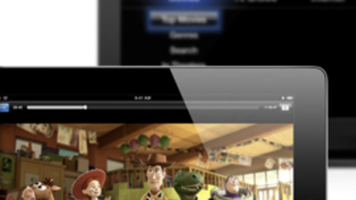 AirPlay in action with an iPad and a TV with an Apple TV unit.