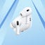 A pair of AirPods Pro 2 earbuds and charging case against a blue background.