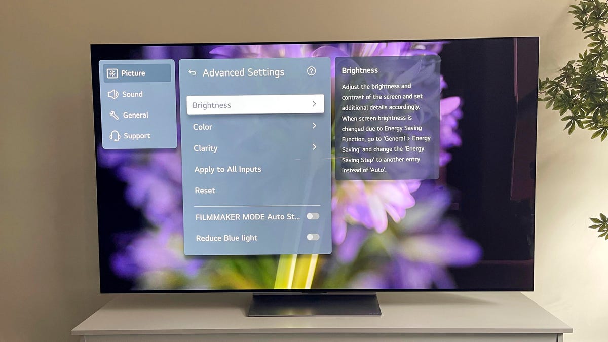 The 2023 LG G3 OLED TV sitting on a light gray TV console.