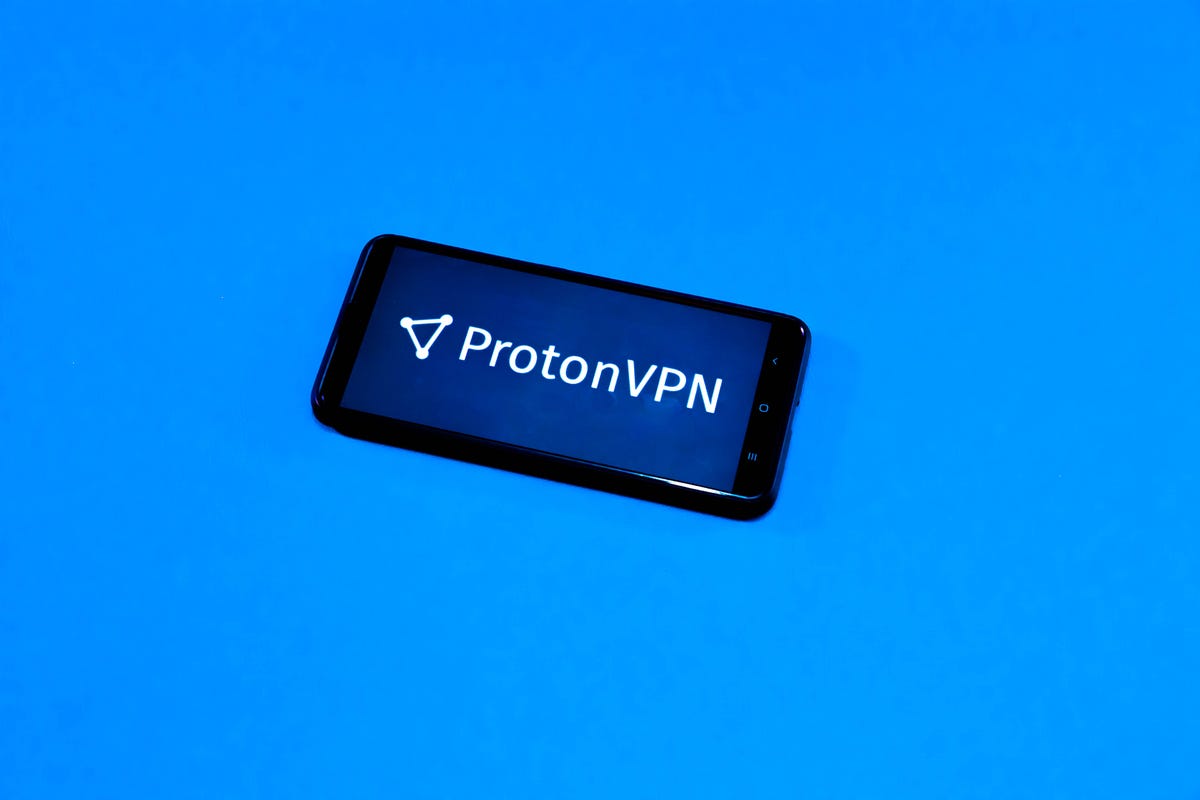 ProtonVPN logo on phone