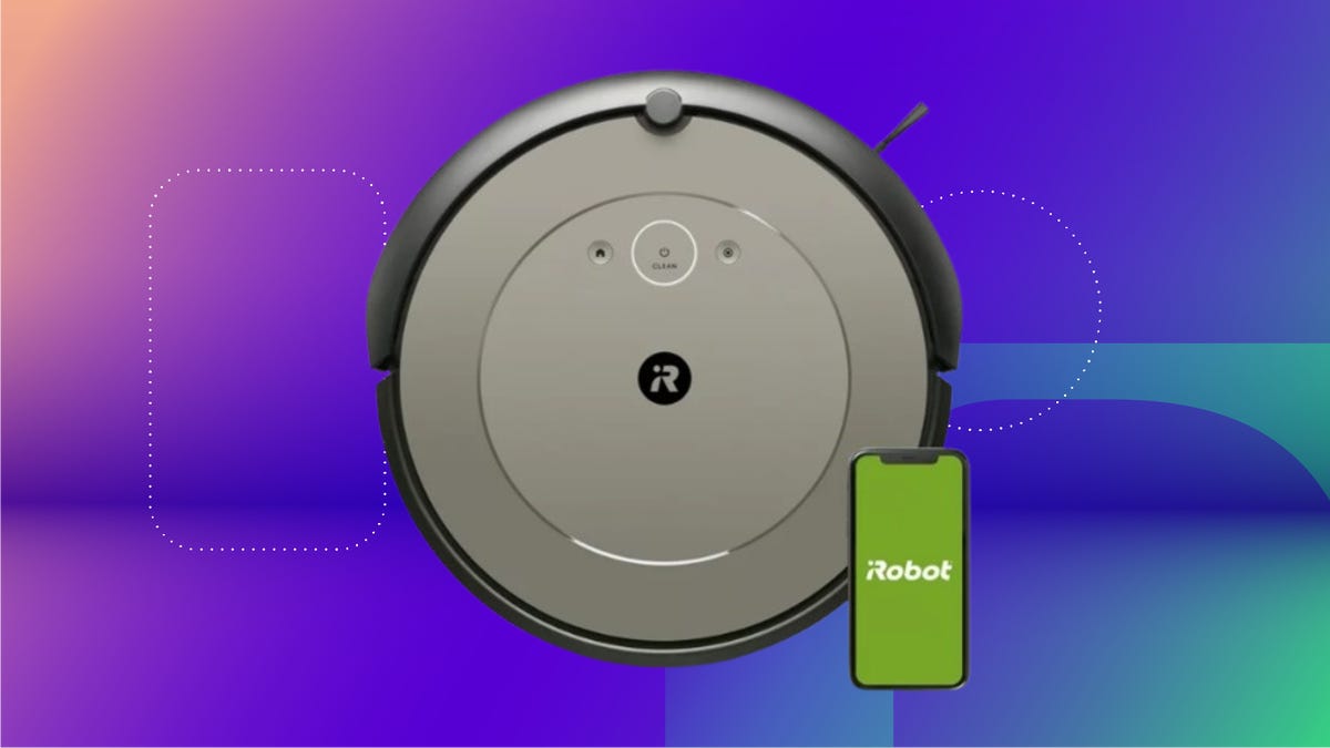 The iRobot Roomba i1 (1152) is displayed against a mostly blue background.