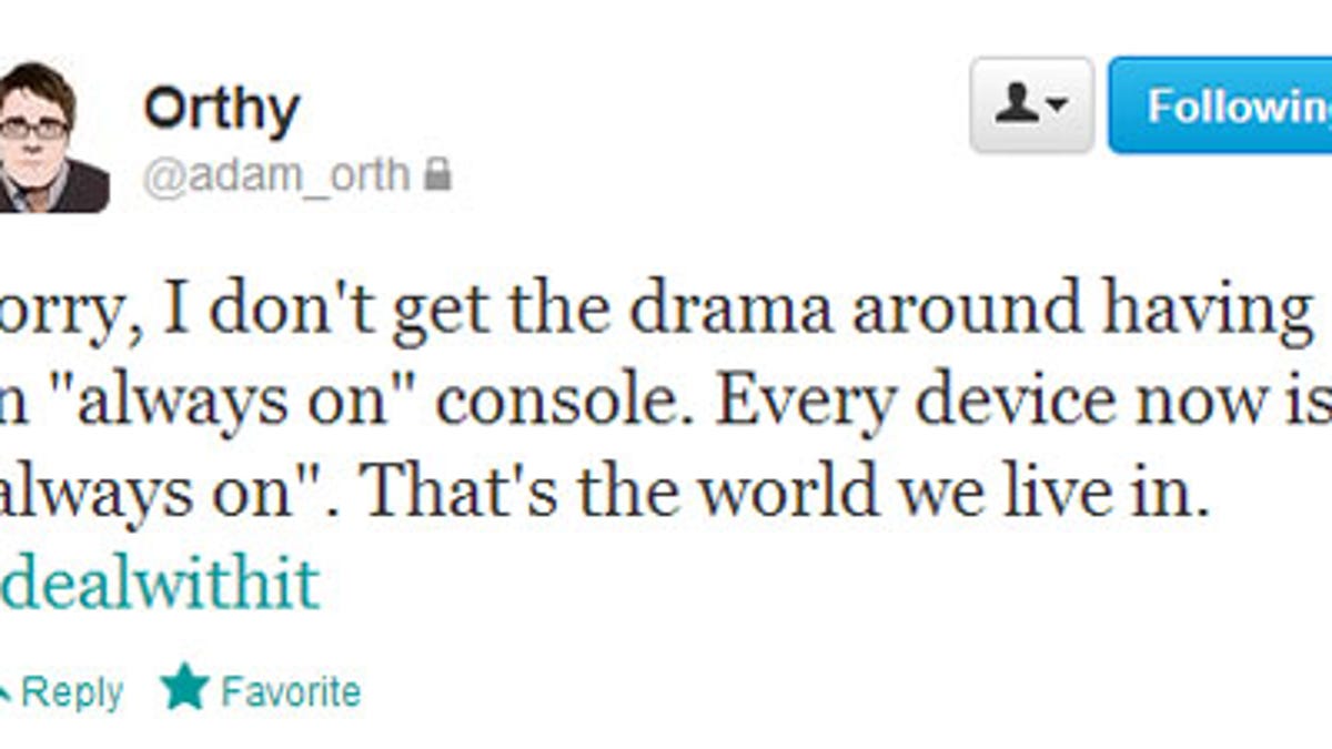 One of the tweets that got Adam Orth into trouble.