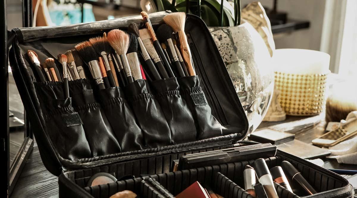 Make up brushes in bag