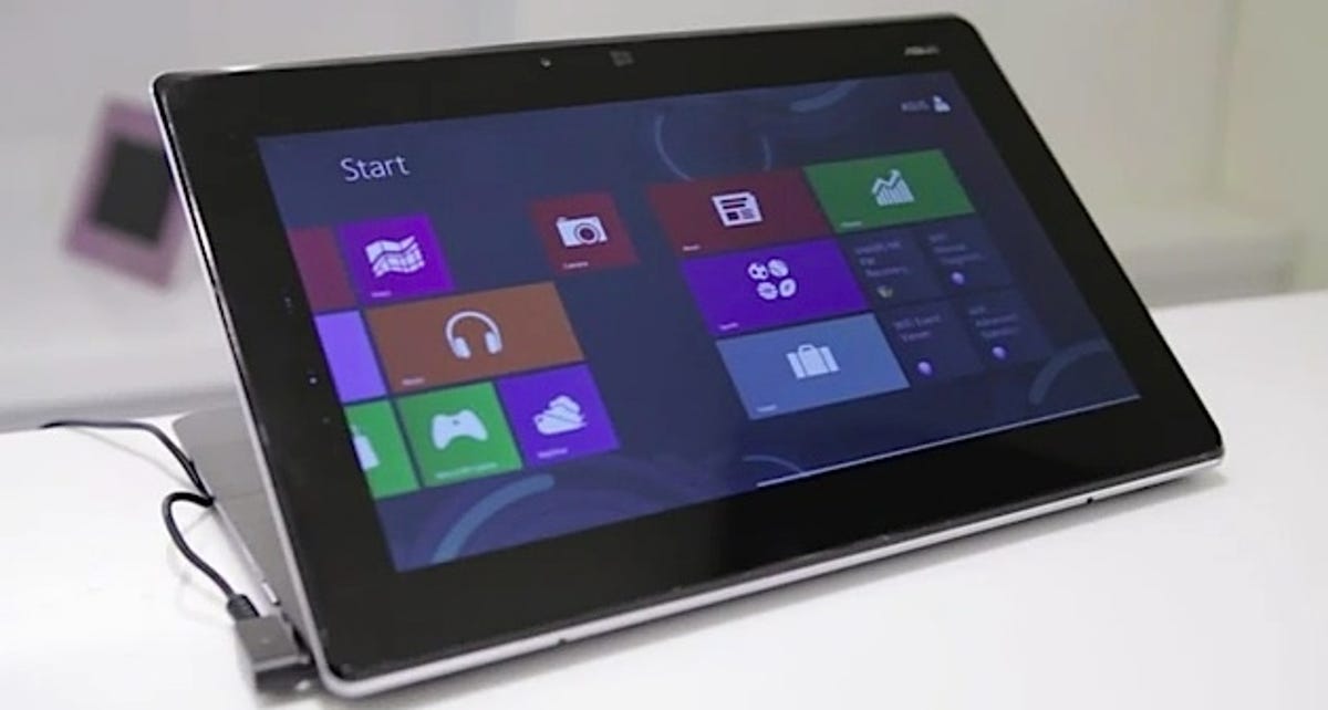 An Asus Taichi ultrabook in tablet mode. Will consumers flock to Windows 8 and ultrabooks?