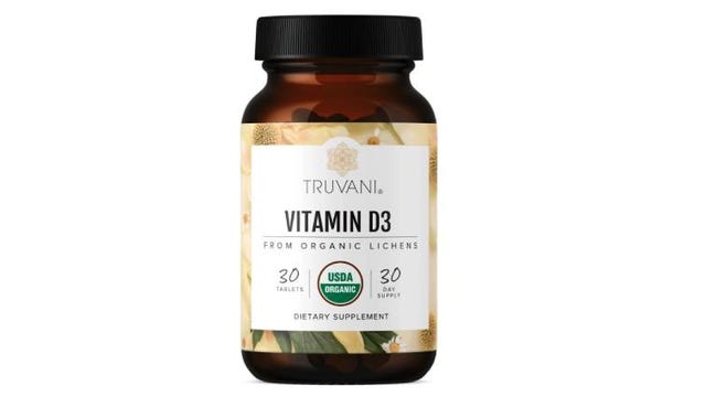 Bottle of Truvani vitamin D supplement