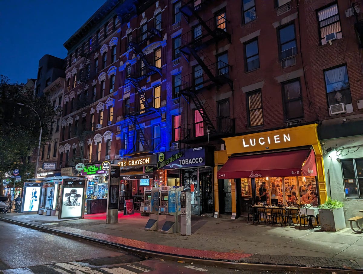 A NY street corner at night