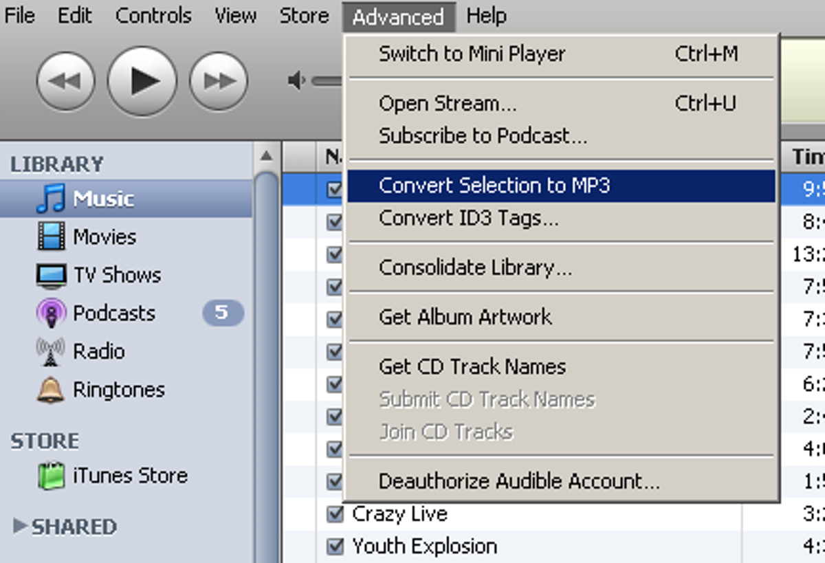 Screen shot of Apple's iTune music software.