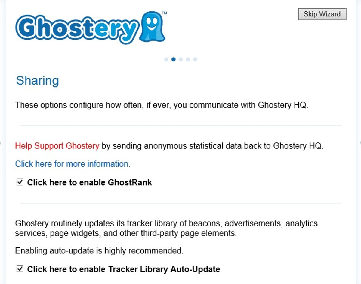 Ghostery set-up wizard