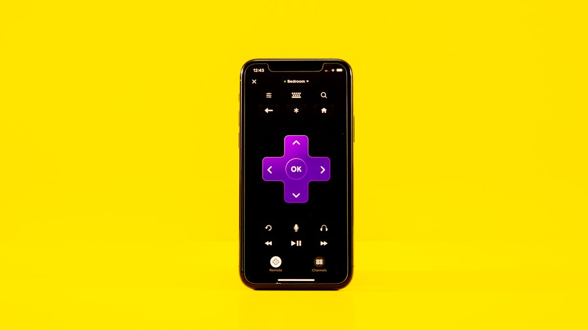 the Roku remote app on an iPhone
