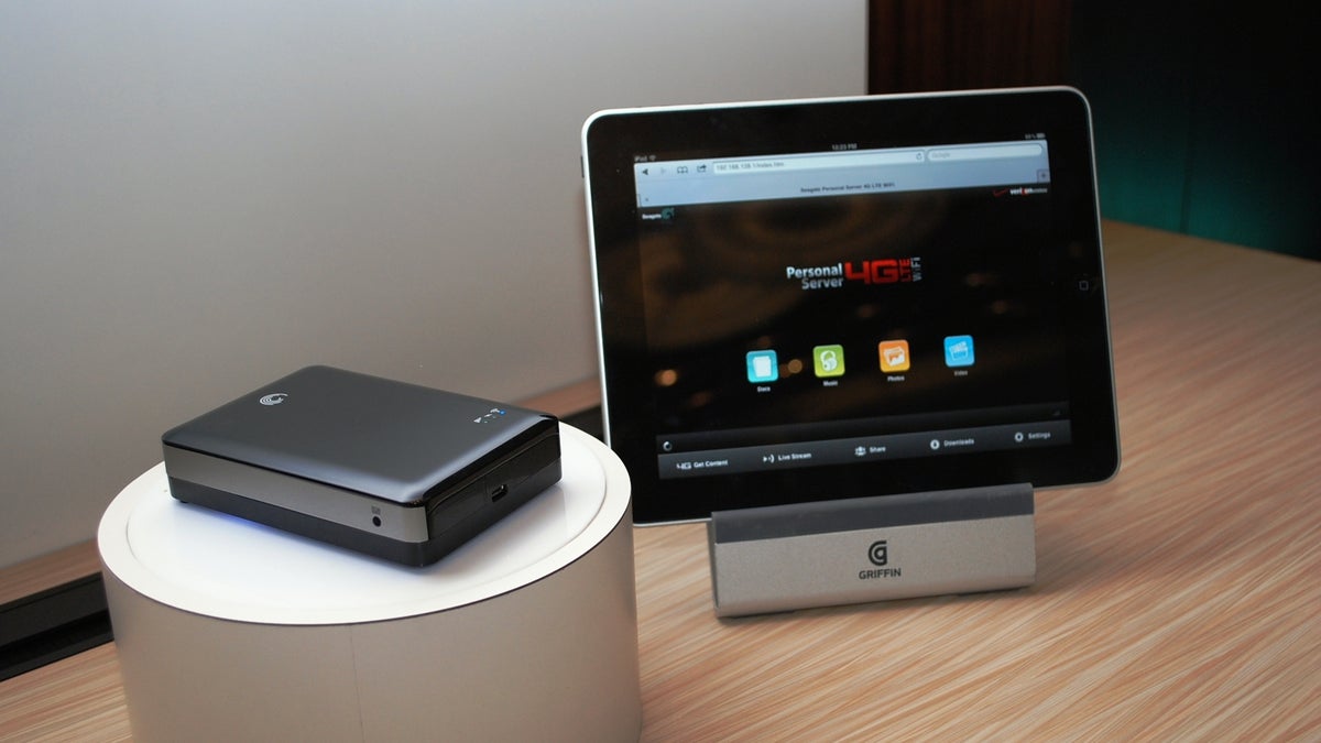 The Seagate&apos;s prototype of the Personal Server 4G LTE Wi-Fi being demoed at CES 2012.