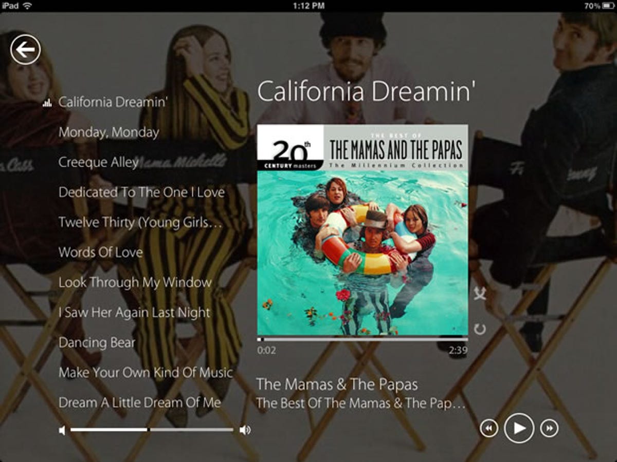 Track 8's music app provides a Metro flair to the iPad.