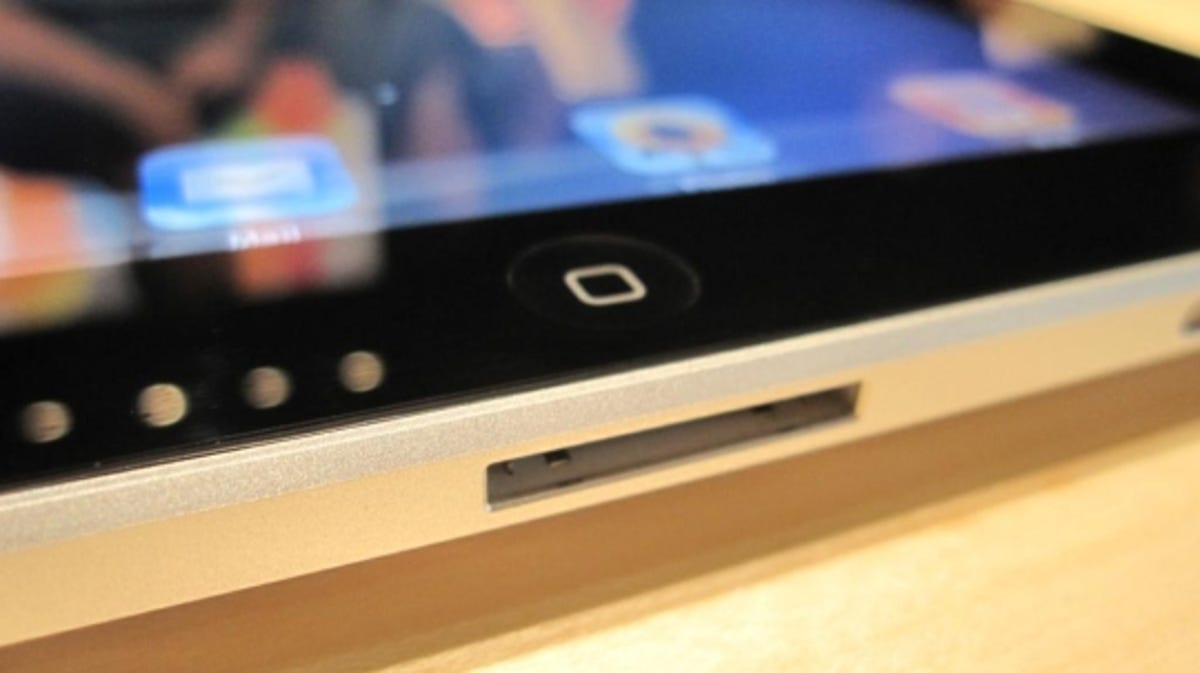 Photo of Apple iPad home button.