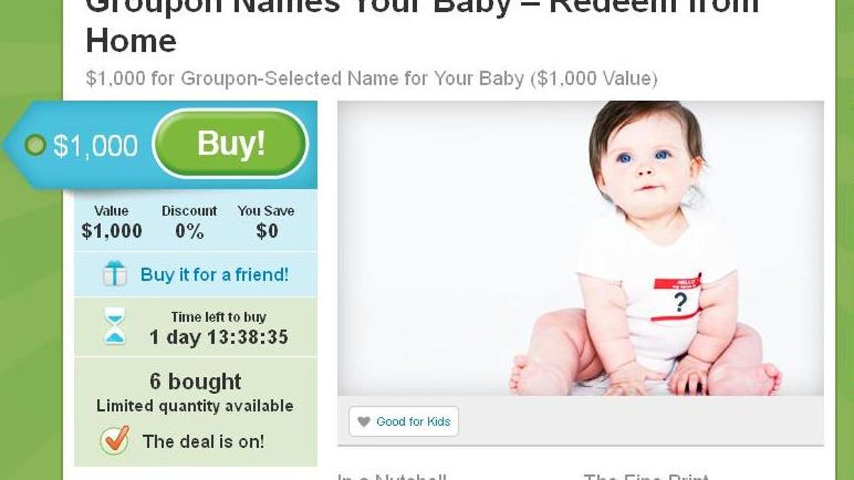 Groupon baby name deal