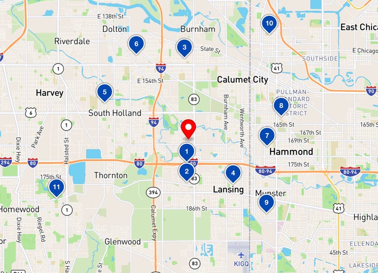une carte montrant les sites de test COVID de l'ICATT près de Chicago
