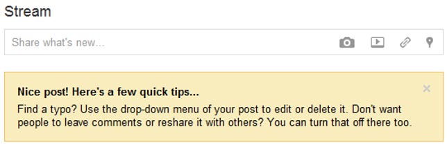 A reminder on Google+ that post sharing can be disabled.