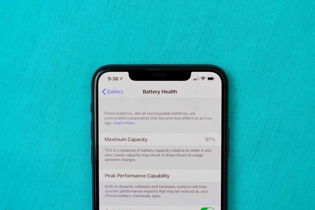 Battery Health setting on the iPhone
