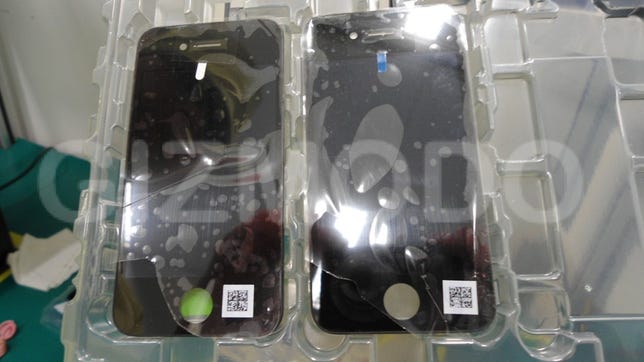 A shot of purported iPhone 4S front pieces from a Brazilian manufacturing facility last week.
