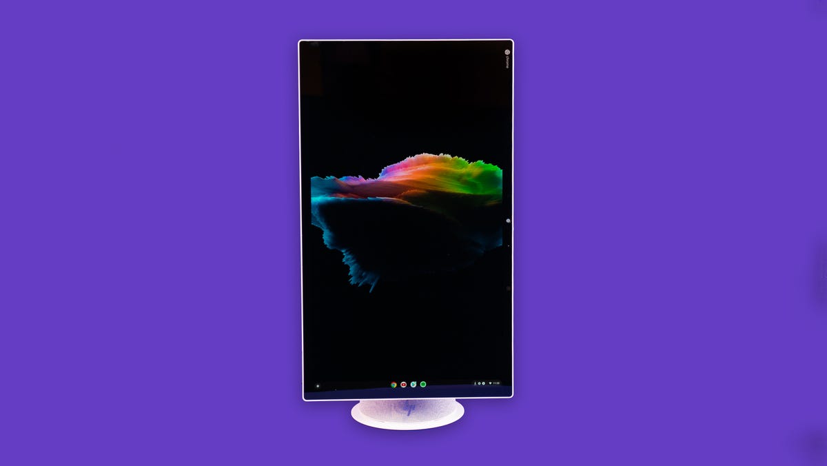 HP Chromebase 2022 rotated lengthwise, as if in portrait mode