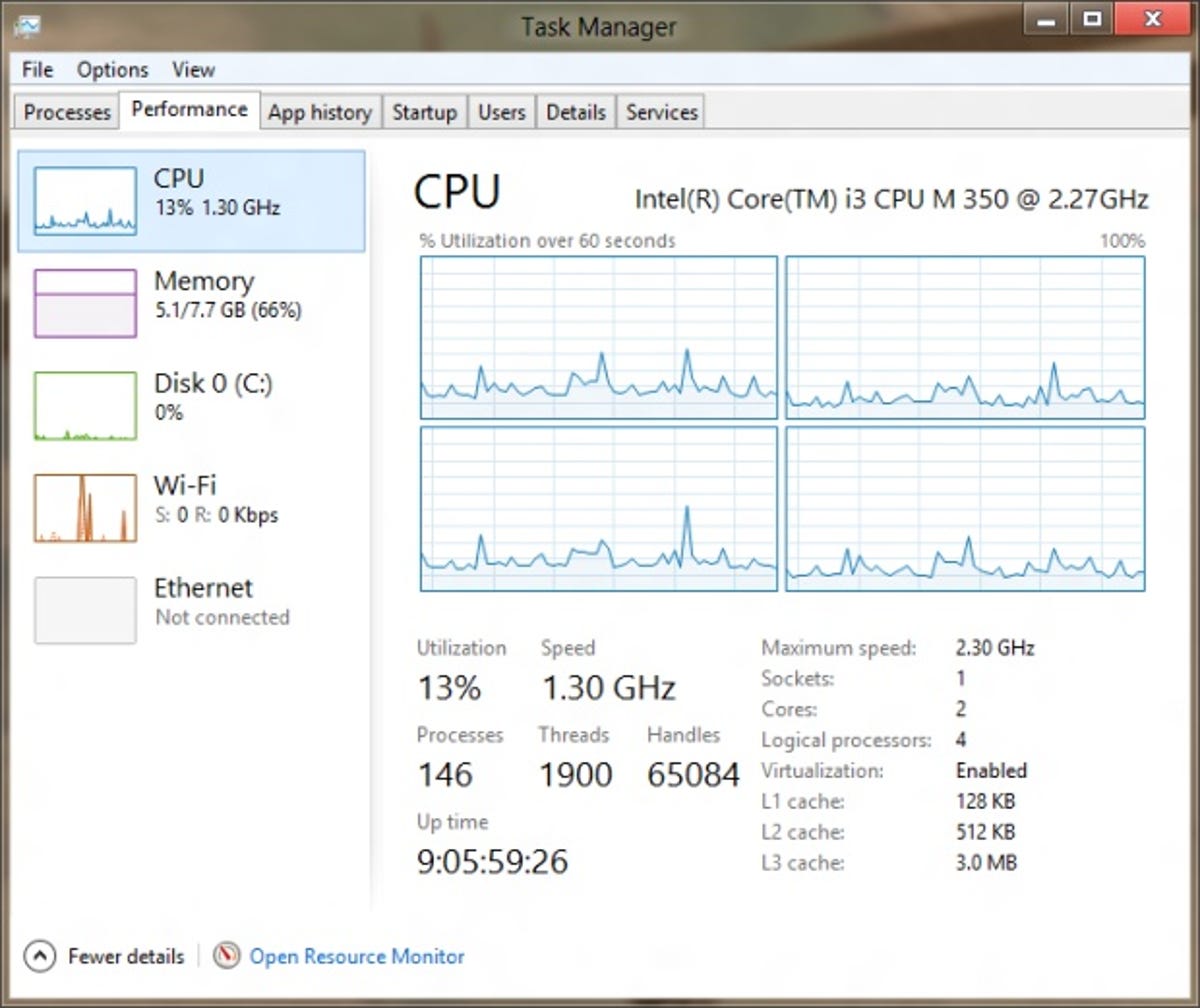 Tracking PC performance in Windows 8 Task Manager