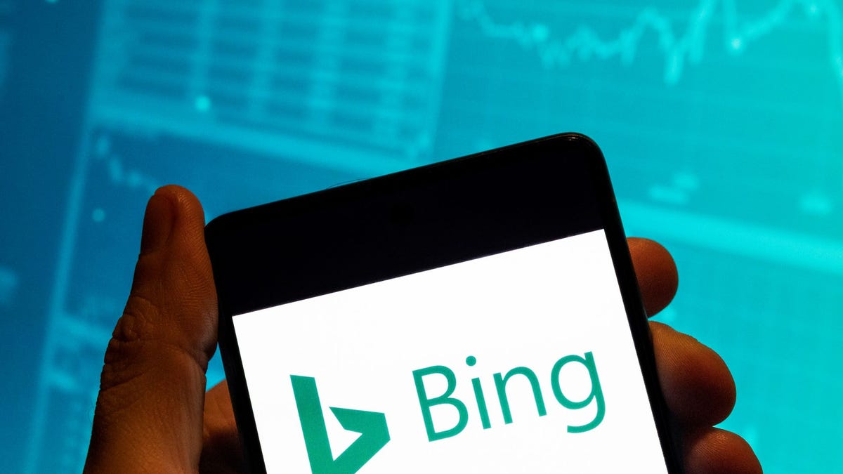 bing logo on a smartphone in person's hand