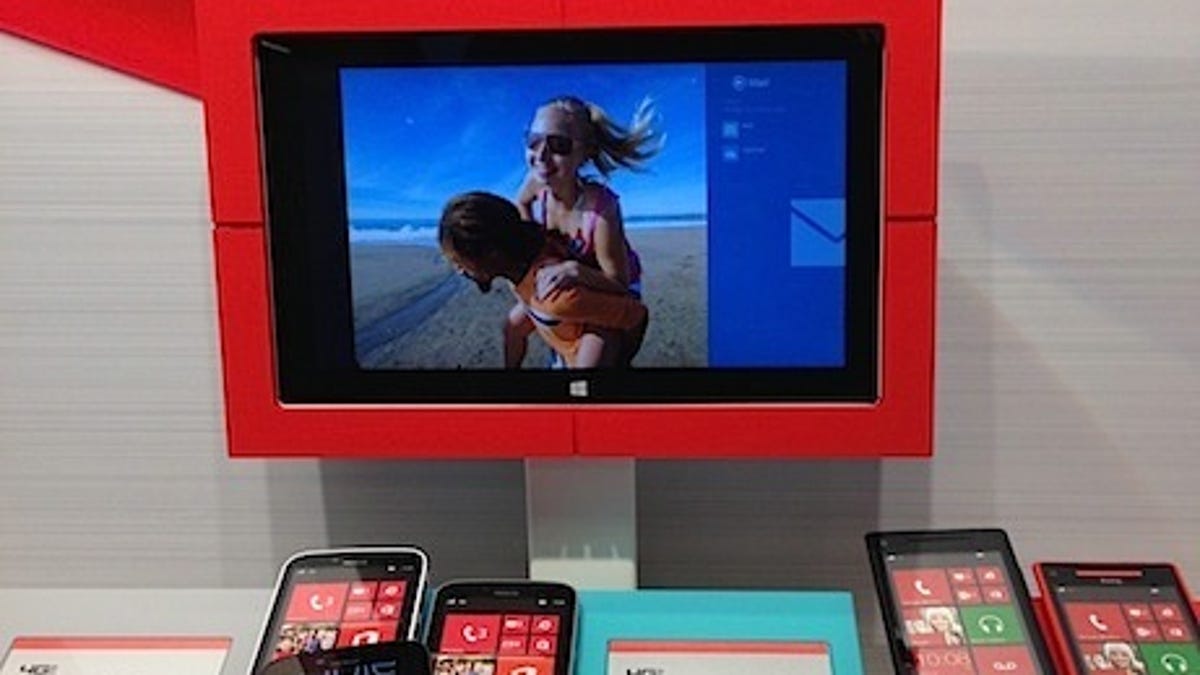 Microsoft's Surface tablet is used as a promotional tool at Verizon stores. It's not for sale -- at least not yet.