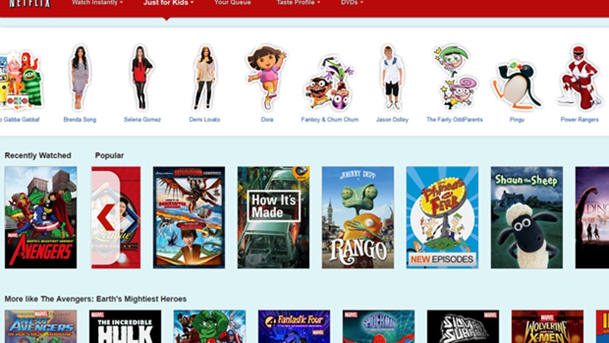 Netflix&apos;s Just for Kids section