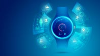 A smartwatch against a blue background