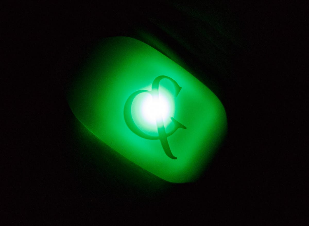Studio XO's wrist-mounted emtion sensors glow green when a person's emotions go beyond calm.