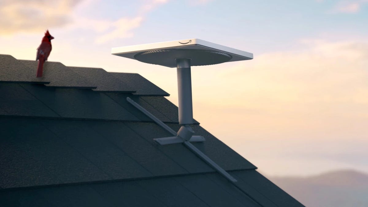 Satellite terminal on a roof