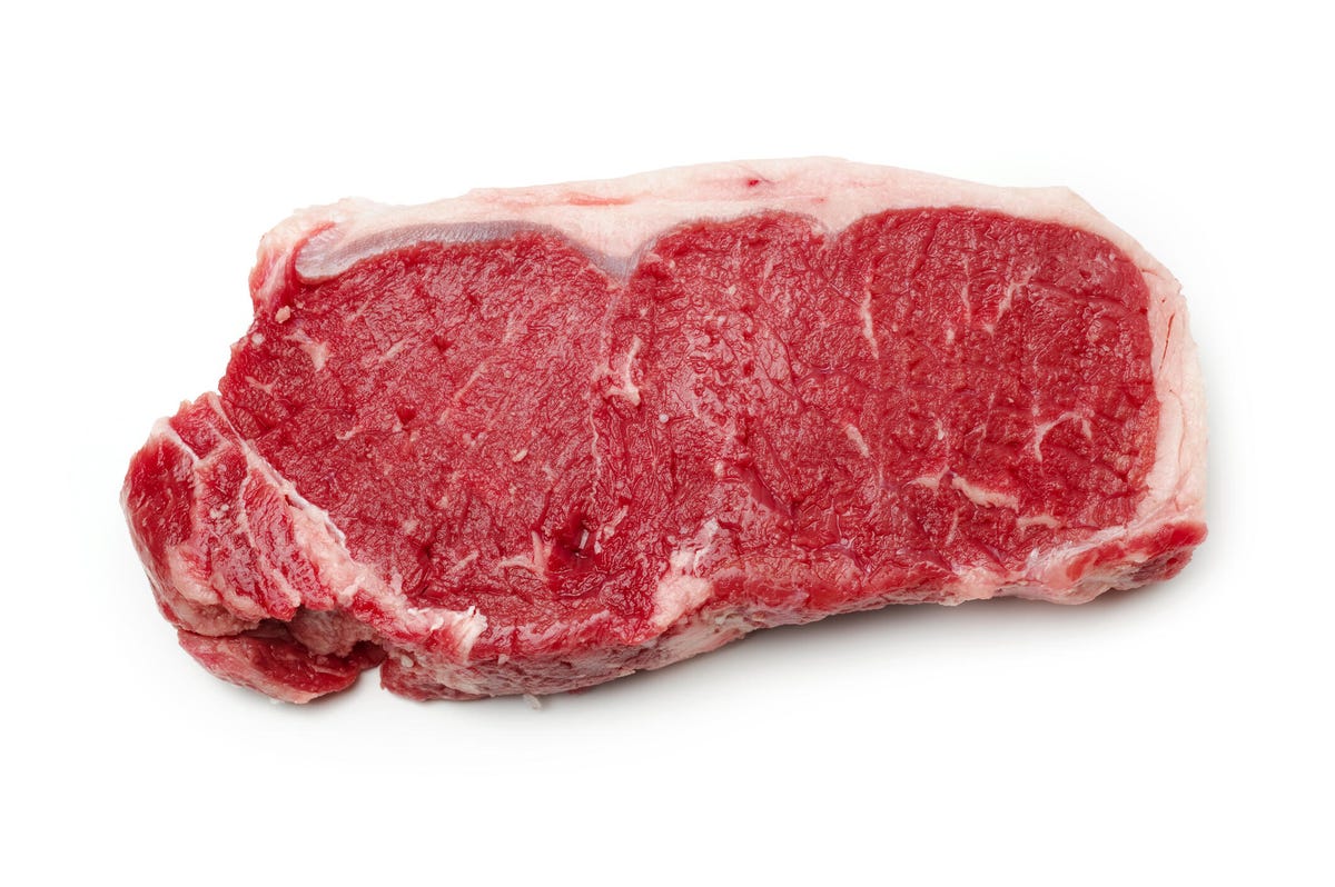strip steak on white background 