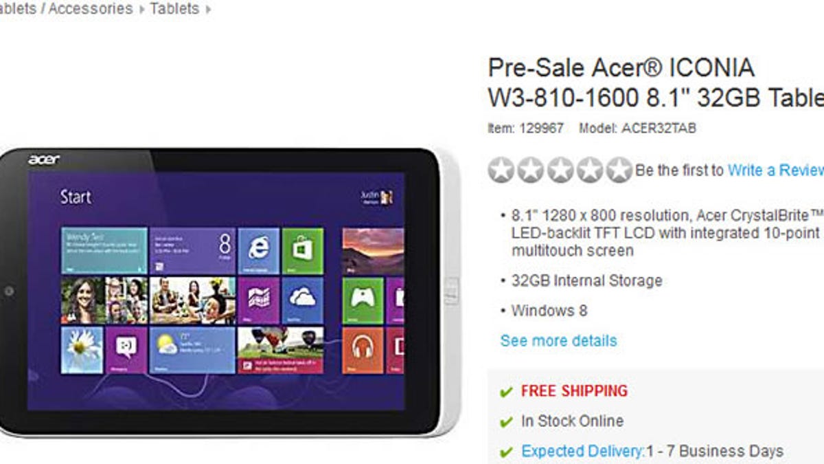 Acer&apos;s new 8-inch Windows 8 tablet.