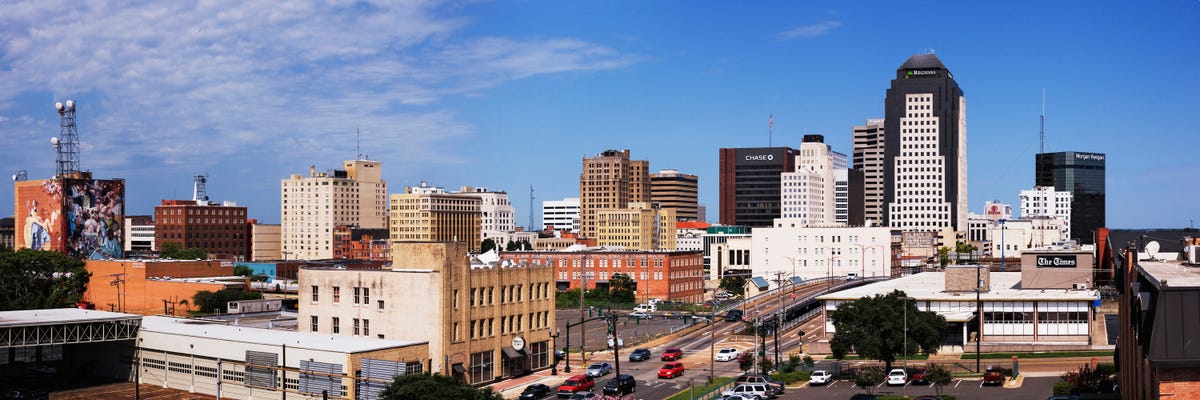 Vista del centro de Shreveport, Luisiana