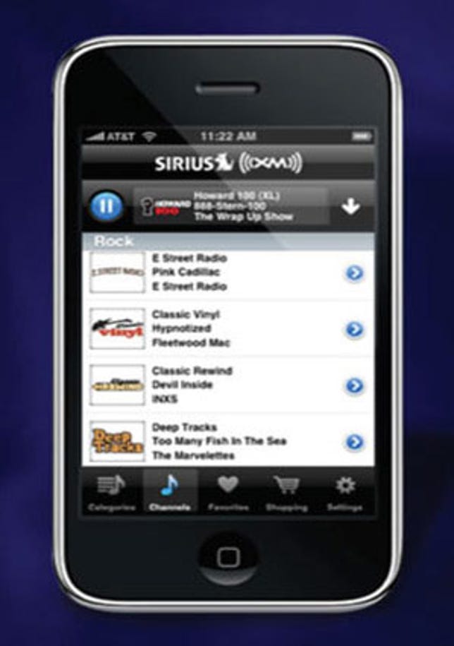 Photo of Sirius XM iPhone app.