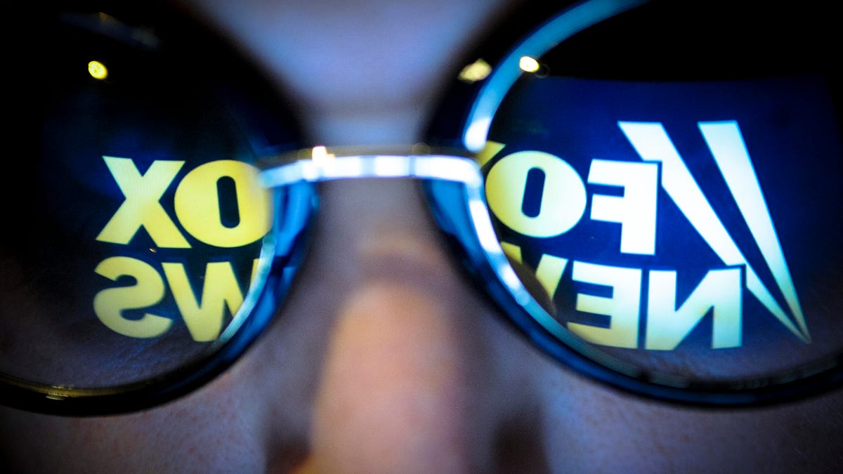 Fox News logo reflected in sunglasses