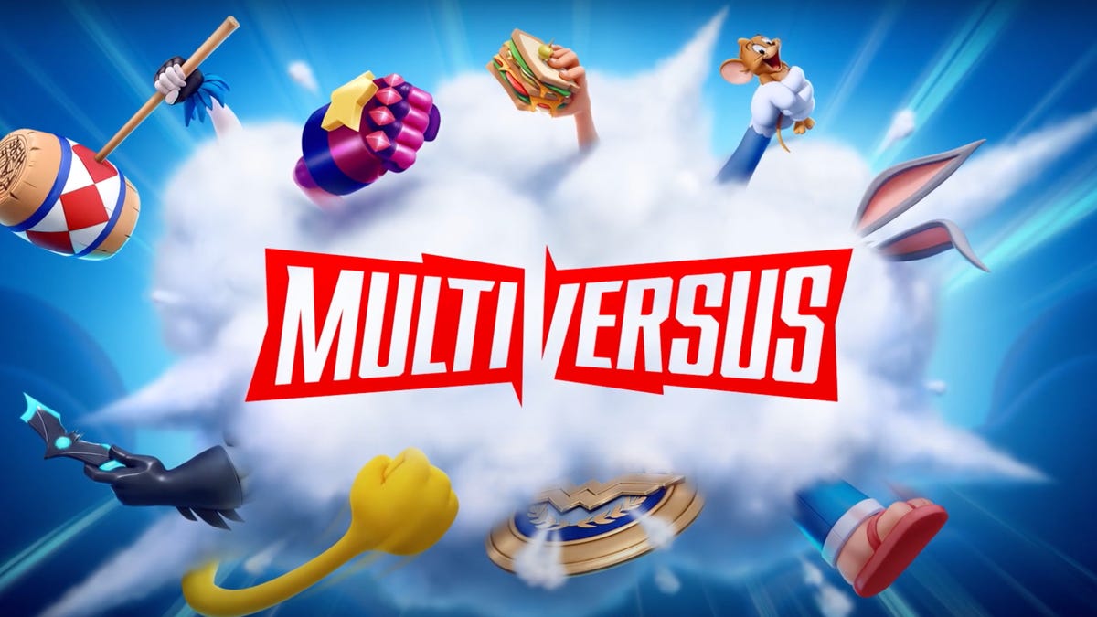 MultiVersus logo and fists of playable characters