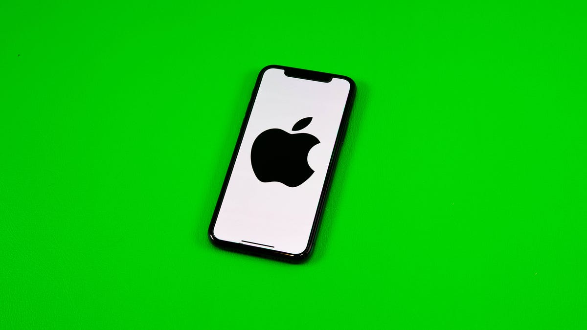 Apple logo on a phone screen
