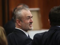 ST PETERSBURG, FL - MARCH 08:  NY POST OUT  Nick Denton, founder of Gawker, talks with his legal team before Terry Bollea, aka Hulk Hogan, testifies in court during his trial against Gawker Media at the Pinellas County Courthouse on March 8, 2016 in St Petersburg, Florida.  Bollea is taking legal action against Gawker in a USD 100 million lawsuit for releasing a video of him having sex with his best friends wife.  (Photo by John Pendygraft-Pool/Getty Images)